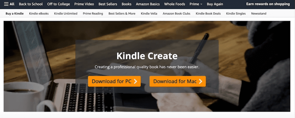 kindle create download screen